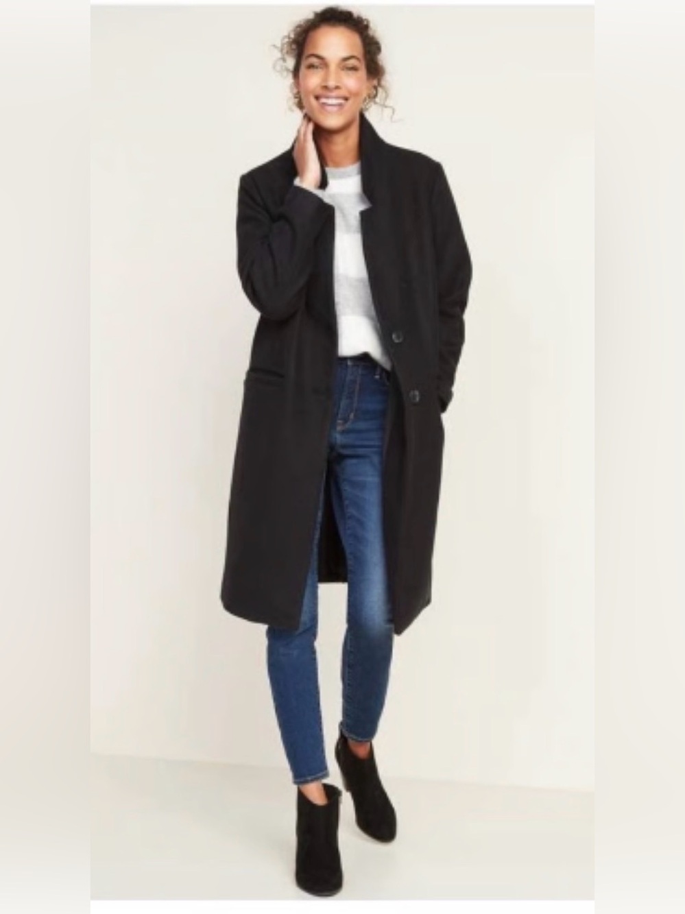 Old Navy Black Overcoat Size M